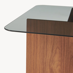 Tavolino da Caffè Benexjö con Piano Quadrato in Vetro 70 x 70 x 36 cm - Effetto Noce/Grigio [en.casa]