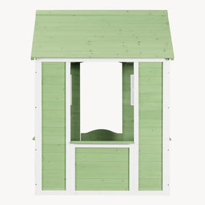 Casetta per bambini Kuoldsvin in legno di abete 144x102x90 cm Verde/Bianco [en.casa]
