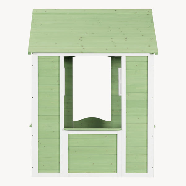 Casetta per bambini Kuoldsvin in legno di abete 144x102x90 cm Verde/Bianco [en.casa]