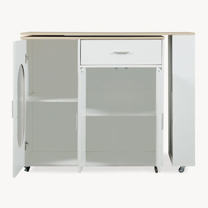 Scaffale da Cucina Kudebola con Bancone da Bar Estraibile e Girevole 115 x 40 x 94 cm - Effetto Rovere / Bianco [en.casa]