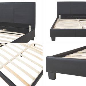 Letto in ecopelle 140x200 cm Nero Corium