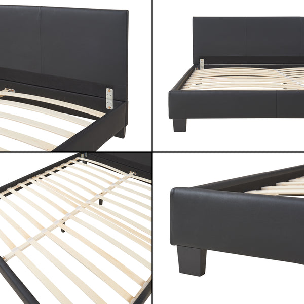 Letto in ecopelle Albacete 160x200cm Nero Corium