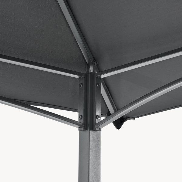 Gazebo per Barbecue Parga con Tetto Doppio e 2 Ripiani 250x241x151 cm - Grigio Scuro [en.casa]