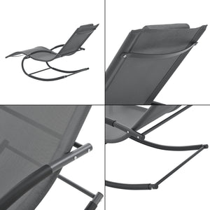 Lettino Prendisole a Dondolo Tarent'con Poggiatesta Rimovibile - Grigio Scuro [en.casa]