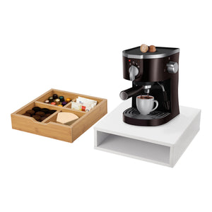 Supporto Vieremä per Macchina da Caffè con Cassetto per Capsule o Cialde - Bianco / Effetto Bambù [en.casa]