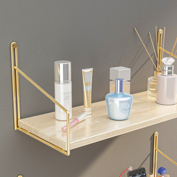 Mensola da parete Muurame 40x14x17 cm color oro [en.casa]