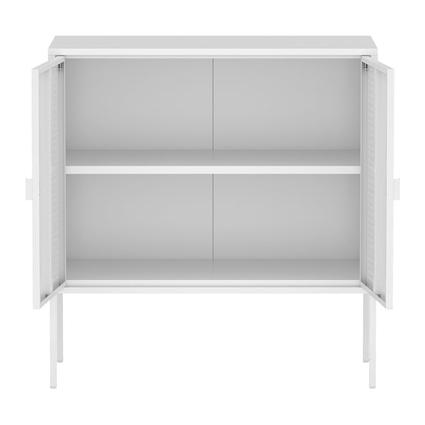 Sideboard Castelli 82,5 x 80 x 40 cm Bianco Acciaio [en.casa]