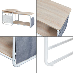 Tavolino TV Dyrøy con tavolino laterale Bianco/Quercia [en.casa]