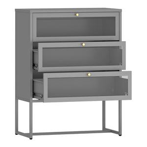 Armadio da ufficio Sund con 3 cassetti 105x80x40 cm Grigio [en.casa]