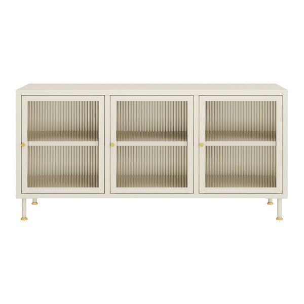 Mobile TV Lindau Acciaio 120x40x59 cm Bianco crema [en.casa]