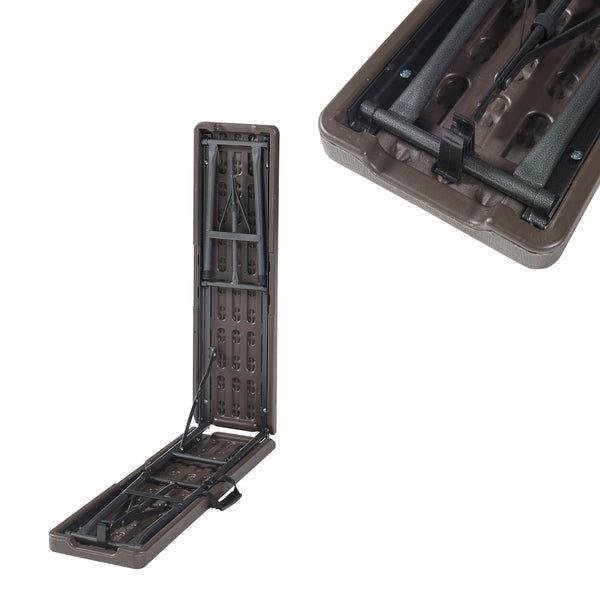 Set panca pieghevole Lillestrøm 2 pz. effetto legno, marrone scuro [en.casa]