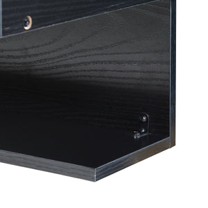 Comodino da Parete Gauldal con Scomparto Aperto e Ripiano - Nero Effetto Legno [en.casa]