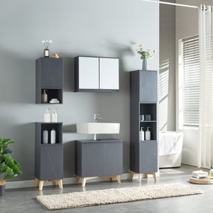 Specchio contenitore Overath 60x20x50 cm Grigio [en.casa]