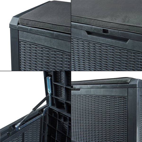 Scatola portaoggetti Atella 122x54,5x65cm Nero, effetto rattan [casa.pro]