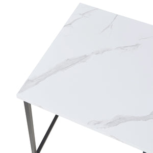 Tavolino da salotto Trollhättan 3 pz. effetto marmo, bianco [en.casa]