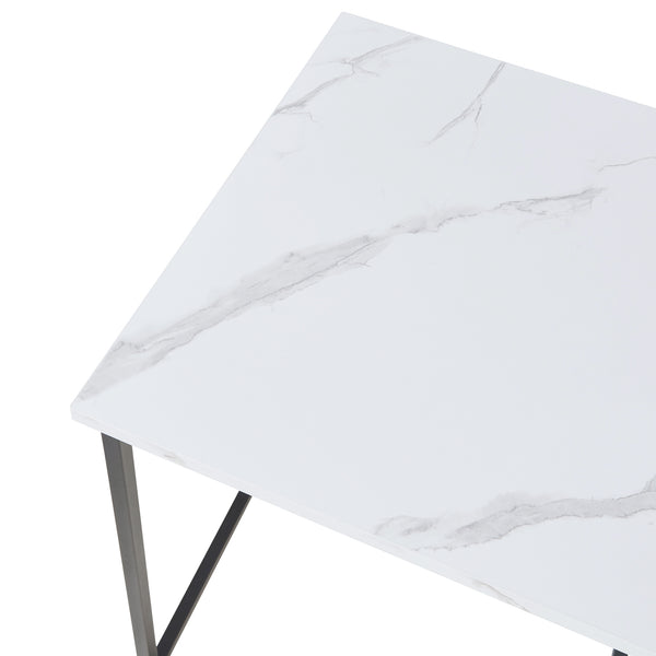 Tavolino da salotto Trollhättan 3 pz. effetto marmo, bianco [en.casa]