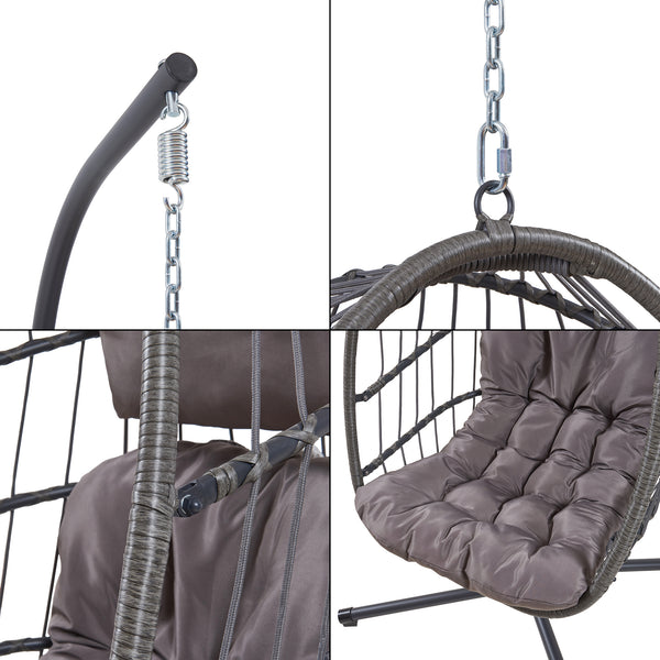 Sedia sospesa Edeng con struttura 196x110x95 cm Grigio [en.casa]