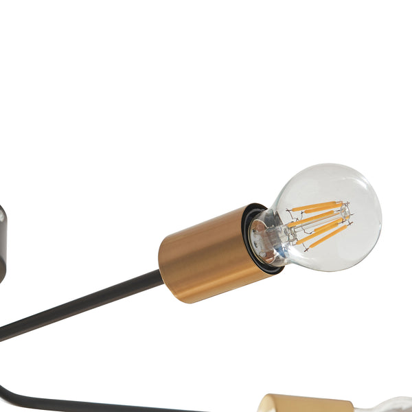 Plafoniera Benfleet 5 x E27 Nero/Ottone [lux.pro]