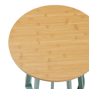 Tavolino laterale Lensuu 48xØ48 cm Verde pastello/Quercia [en.casa]