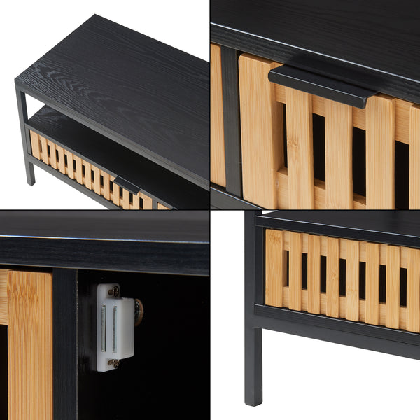 Tavolino Luniehti 100x40x48 cm Nero/Naturale [en.casa]