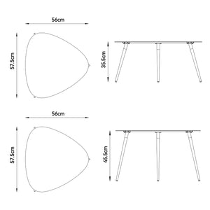 Set di 2 Tavoli Bassi Aymavilles con Piani Triangolari Curvi - Grigio Antracite casa.pro