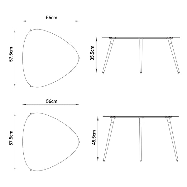 Set di 2 Tavoli Bassi Aymavilles con Piani Triangolari Curvi - Grigio Antracite casa.pro