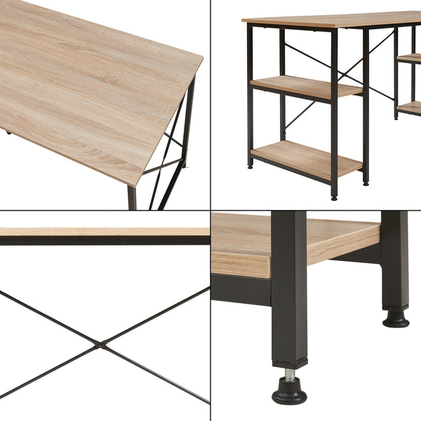 Scrivania Klirurud con 2 scaffali a forma di L 150x150x75 cm effetto quercia [en.casa]