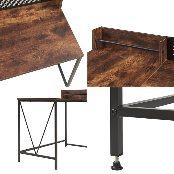 Scrivania Frelvepirg con schienale a forma di L 165x110x75 cm effetto noce [en.casa]