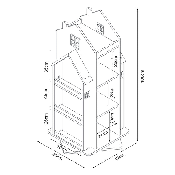 Libreria girevole per bambini Vipsali 108x40x40 cm [en.casa]