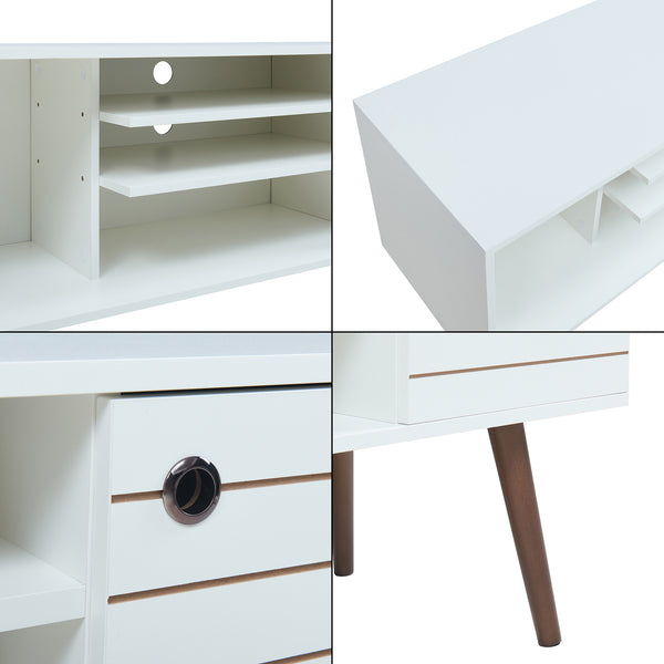 Mobile TV Vare 130x40x66 cm Bianco [en.casa]