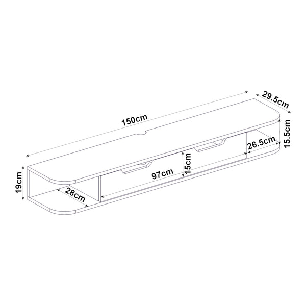 Mobile TV sospeso Karjali 150x30x19 cm effetto quercia [en.casa]