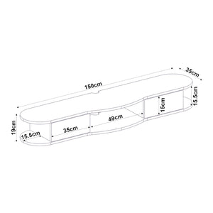Mobile TV sospeso Nyskiri 150x35x19 cm Antracite/effetto quercia [en.casa]