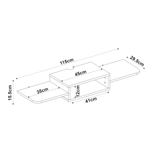 Mobile TV sospeso Tar 115x30x16 cm Bianco [en.casa]