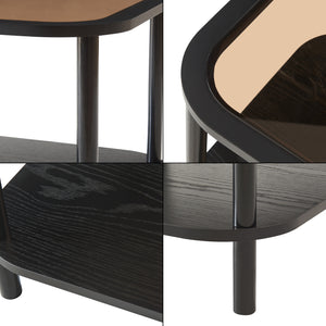 Tavolino Latama con piano in vetro 51x51x45 cm Nero/Vetro bronzato [en.casa]