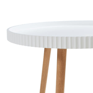 Tavolino Basso Bongard con Piano Rotondo - Bianco [en.casa] 