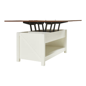 Tavolino da salotto Kasama con piano sollevabile e spazio di stivaggio 110x55x54 cm effetto noce/bianco [en.casa]