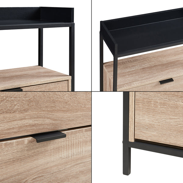 Scarpiera Belana con 2 ante 116x60x24 cm Nero/effetto quercia [en.casa]