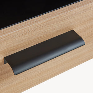 Mobile Pensile Noppen a Parete con 2 Ante e Finestrella 98 x 60 x 35 cm - Effetto Rovere [en.casa]
