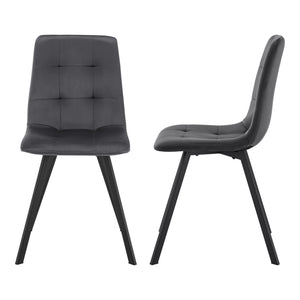 Set da Pranzo Fitjar Tavolo con Piano Rotondo Ø100 cm Effetto Cemento e 4 Sedie Effetto Velluto Grigio Scuro [en.casa]