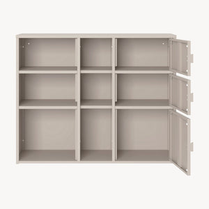 Mobile Contenitore da Ufficio Kliri in Acciaio con 6 Vani Aperti e 3 Ante 100 x 32 x 81 cm - Color Cammello [en.casa]