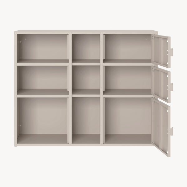 Mobile Contenitore da Ufficio Kliri in Acciaio con 6 Vani Aperti e 3 Ante 100 x 32 x 81 cm - Color Cammello [en.casa]