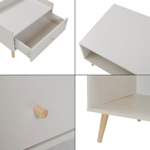 Tavolino Basso da Salotto Hallevil con Cassetto e Vano Aperto 106 x 59 x 44 cm - Bianco [en.casa]