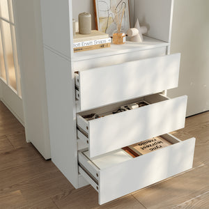 Libreria LES con 3 Scomparti e 3 Cassetti Scaffale Contenitore 180x60x35 cm Bianco [en.casa] 