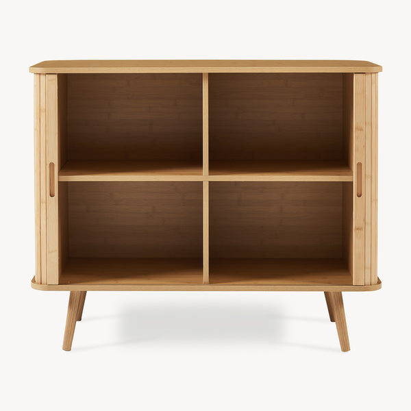 Mobile Contenitore Nordkapp con 2 Ante Scorrevoli in Bambù 100 x 40 x 80 cm - Color Naturale [en.casa]