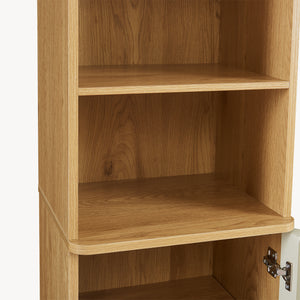 Mobile a Colonna Ferrersp Armadio da Bagno con Anta e Ripiani 160 x 42 x 35 cm - Effetto Rovere / Avena Oatmeal [en.casa]