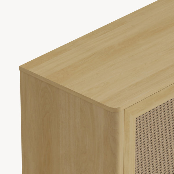 Credenza Bassa Lukhomso Ante con Inserto Intreccio 83x80x40 cm Effetto Rovere [en.casa] 