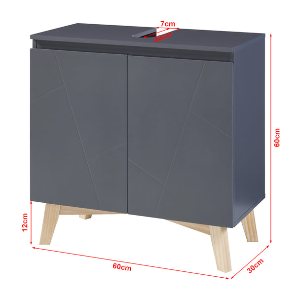 Set mobili da bagno 5 pezzi Overath Grigio [en.casa]