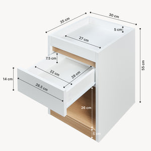 Comodino Lure 55x30x35 cm Bianco/effetto quercia [en.casa]