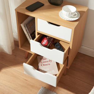 Comodino Bordkak 55x48x30 cm effetto quercia/bianco [en.casa]