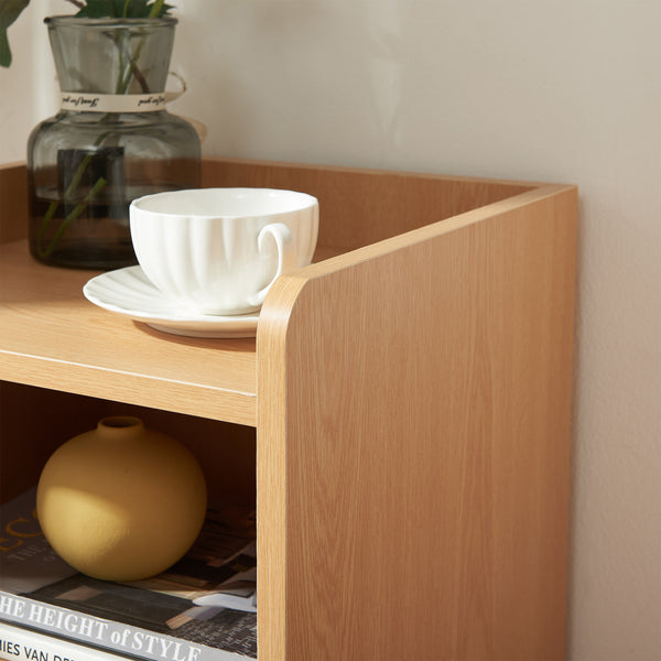 Comodino Bordkak 45x36x34 cm effetto quercia/bianco [en.casa]